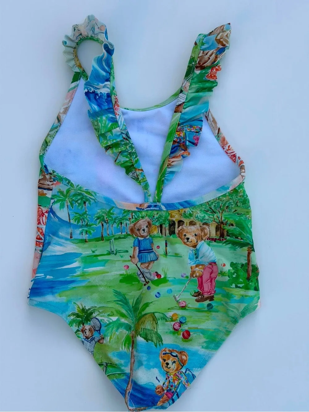 Polo by Ralph Lauren Green Tropical Bear Print One-Piece Swimsuit